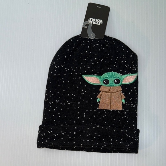 Star Wars Other - Star Wars Black Beanie with Green and Brown Baby Yoda